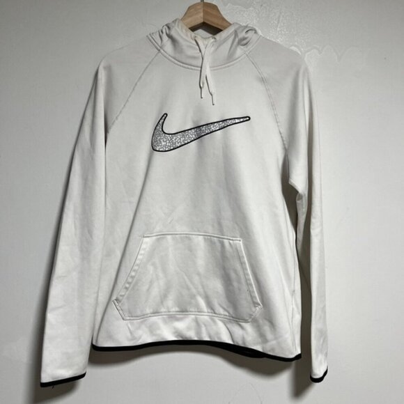 Nike Therma-Fit White Hoodie with Textured Swoosh Logo – Size M - Picture 2 of 13